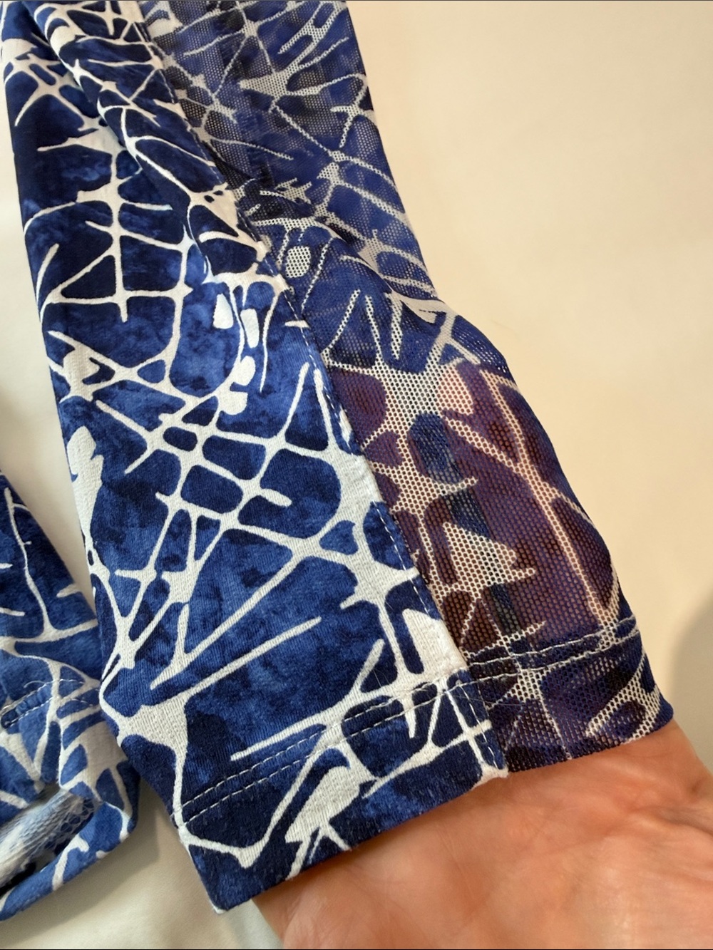 IBKUL Navy and White Long Sleeve Abstract Print Top - Picture 3 of 4